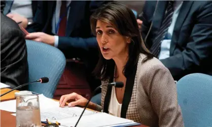  ??  ?? The US voted against a resolution on the work of the UN refugee agency over concerns about the promotion of abortion and a voluntary plan to address the global refugee crisis. Photograph: Don Emmert/AFP/Getty Images