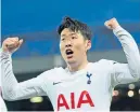  ?? ?? Tottenham’s Son Heung-min celebrates after scoring the opening goal against Liverpool
