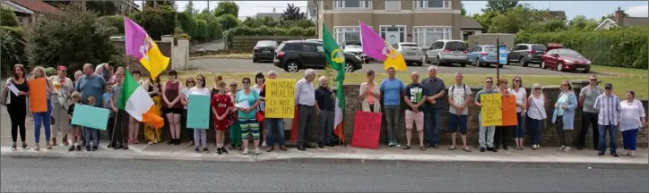  ??  ?? The protest outside Slaney House .