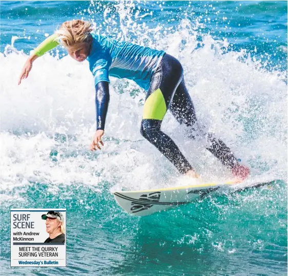  ?? Picture: BEN STAGG/SURFING QUEENSLAND ?? Coolangatt­a's Marlon Harrison has shown his talent by winning the 16 and under title at Parko's Grom Stomp.