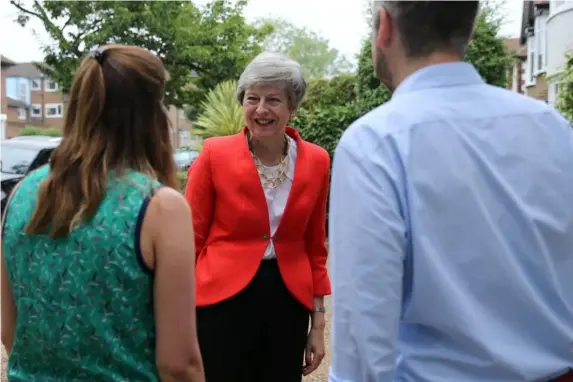  ?? (Reuters) ?? May meets the public on Thursday ahead of the policy announceme­nt