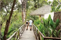  ?? LAPA RIOS LODGE/AP ?? Visitors walking down a path at the Lapa Rios Lodge in Costa Rica. Owner Hans Pfister says business at the lodge was hurt last year by concerns over the Zika virus, which is spread by mosquitoes, but this year Zika has faded from the headlines and Pfister says his guests are back.