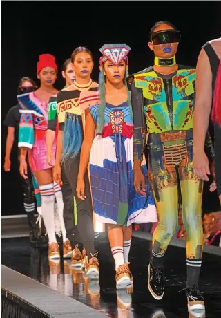  ?? PHOTOS BY GENE PEACH ?? New Age Warriors Designs by Catherine Blackburn (Dene & English River First Nation) 2019 Haute Couture Fashion Show