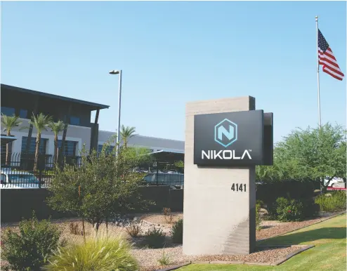  ?? ASH PONDERS / BLOOMBERG ?? The U. S. Securities and Exchange Commission and the Department of Justice are looking into Phoenix-based Nikola,
a stock market sensation that this summer surpassed Ford in value without having sold a single vehicle.