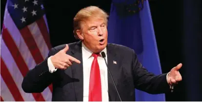  ??  ?? Donald Trump speaking at a campaign rally in Las Vegas, December 2015