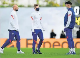  ?? GETTY IMAGES ?? Willy Caballero (from L), Timo Werner and Kai Havertz of Chelsea during training. )