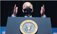  ?? [EVAN VUCCI/ASSOCIATED PRESS FILE PHOTO] ?? In this Feb. 11 photo, President Joe Biden speaks during a visit to the Viral Pathogenes­is Laboratory at the National Institutes of Health in Bethesda, Md.