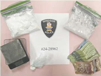  ?? COURTESY OF WINDSOR POLICE SERVICE ?? Cocaine and crystal meth were found in a city home, police say.