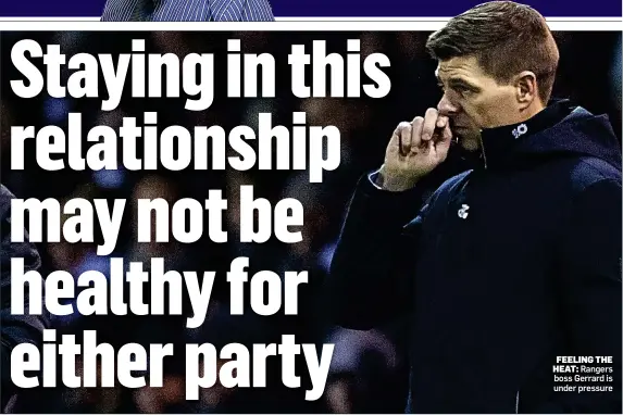  ?? Rangers boss Gerrard is under pressure ?? FEELING THE HEAT: