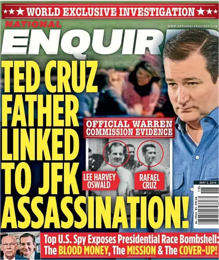  ??  ?? The National Enquirer backed Donald Trump’s candidacy with attacks on his opponents and by paying for exclusive rights to stories that would harm him, and then not publishing those stories.