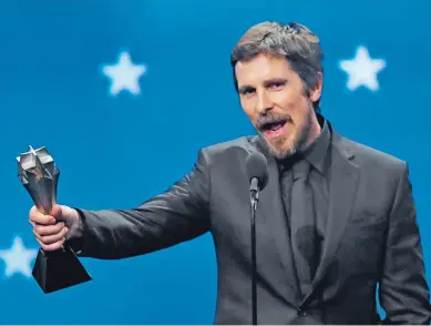  ?? /REUTERS ?? Christian Bale considerad­o Mejor Actor y Mejor Actor de Comedia por la película Vice