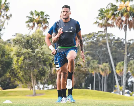  ?? Picture: AAP IMAGE ?? Israel Folau is hoping he can recover in time for this weekend’s Wallabies Test against South Africa.