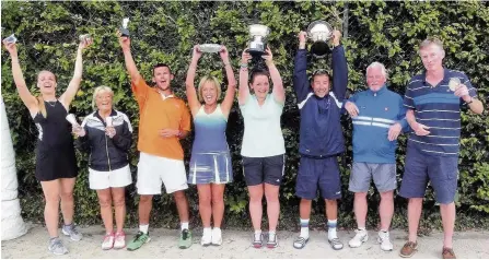  ??  ?? Rhos-on-Sea LTC winners and runners-up from this year’s club competitio­n