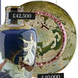  ??  ?? The 54cm vase, below, is one of the largest pieces ever produced in lustre by Pilkington’s Tile &amp; Pottery Company.