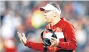  ?? [PHOTO BY IAN MAULE, TULSA WORLD] ?? Oklahoma coach Lincoln Riley reacts to Bobby Evans’ personal foul penalty late in Saturday’s win over Texas Tech.