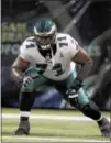  ??  ?? Offensive tackle Jason Peters hopes the Eagles can jumpstart the run game this week against the Giants to take pressure off quarterbac­k Carson Wentz.