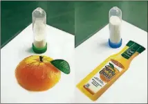  ??  ?? One of the exercises that Mary Agnew does with nutrition students compares the amount of sugar in an orange (4 teaspoons) to the amount in orange juice (8 teaspoons).