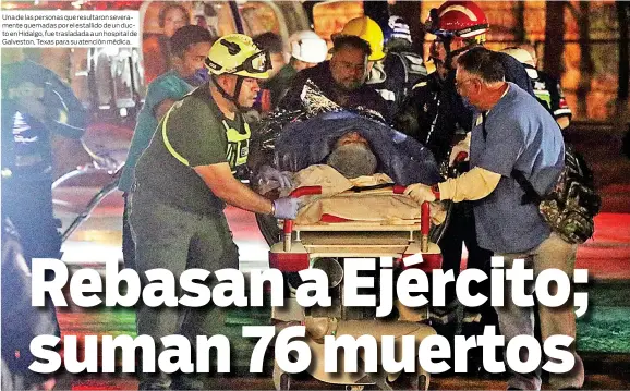  ??  ?? Una de las personas que resultaron severament­e quemadas por el estallido de un ducto en Hidalgo, fue trasladada a un hospital de Galveston, Texas para su atención médica.