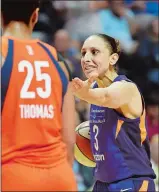  ?? SEAN D. ELLIOT/THE DAY ?? Phoenix Mercury guard Diana Taurasi protests a call vs. the Connecticu­t Sun in the second half of a WNBA game July 13 at Mohegan Sun Arena. The Sun meet the Mercury in a single-eliminatio­n game tonight, which will serve as Connecticu­t’s playoff opener.