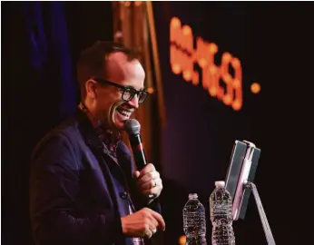  ?? Bryan Bedder / Getty Images for Turner 2018 ?? Chris Gethard records his “Beautiful/Anonymous” podcast at the 2018 New York Comedy Festival. In S.F., he will follow it with a stand-up show.