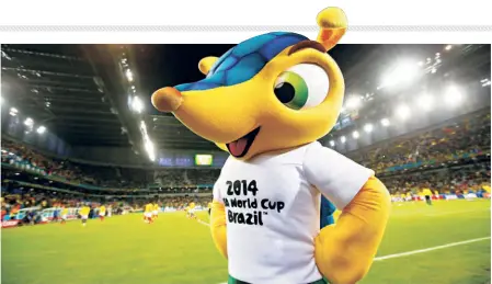  ?? GETTY IMAGES ?? Brazilian biodiversi­ty: Fuleco, the mascot of the 2014 edition of the FIFA World Cup, was a Brazilian three-branded Armadillo.