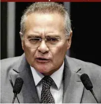  ??  ?? Renan Calheiros (AL), no discurso em que comunica decisão de deixar a liderança do PMDB no Senado