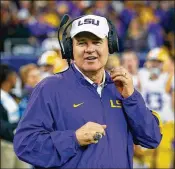  ?? BOB LEVEY / AP 2015 ?? Les Miles’ LSU squad pulled off a fake field goal against Florida in 2010, leading to one of the signature wins during his time in Baton Rouge.