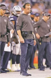  ?? ADAM HUNGER/ASSOCIATED PRESS ?? Cowboys head coach Jason Garrett during the second half of Sunday’s 24-22 loss to the previously winless Jets in East Rutherford, N.J.