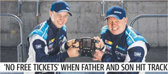  ??  ?? Ben and Jason Bargwanna are racing against each other in super-fast TCR cars in Tasmania this week. ‘Dad has ... taught me everything I know,’ Ben said.