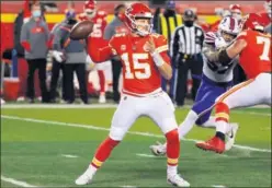  ??  ?? Patrick Mahomes, en acción frente a los Búfalo Bills.