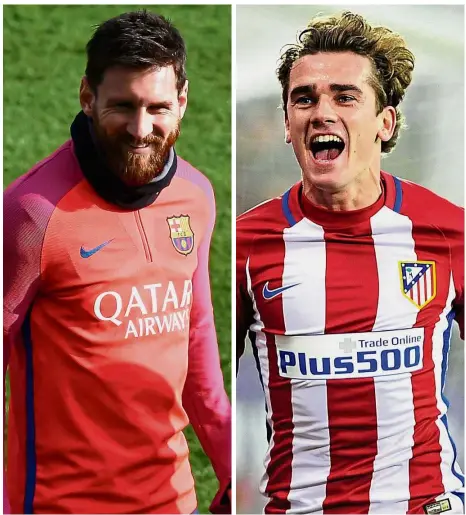  ??  ?? Different strokes: Barcelona have conceded they cannot afford the kind of contract Lionel Messi (left) expects while Antoine Griezmann has made no secret of his desire to link up with Paul Pogba at Manchester United. — AP/AFP