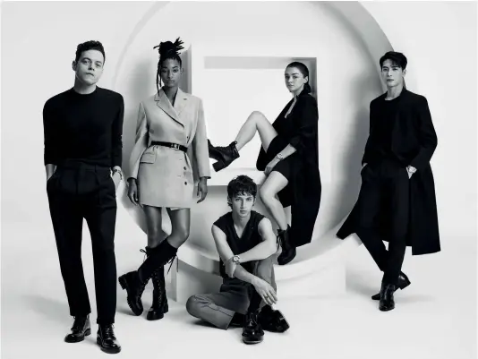  ??  ?? pasha de Cartier’s 2020 campaign featuring rami malek, willow smith, troye sivan, maisie williams and jackson wang Opposite page pasha de Cartier with skeletoniz­ed constructi­on