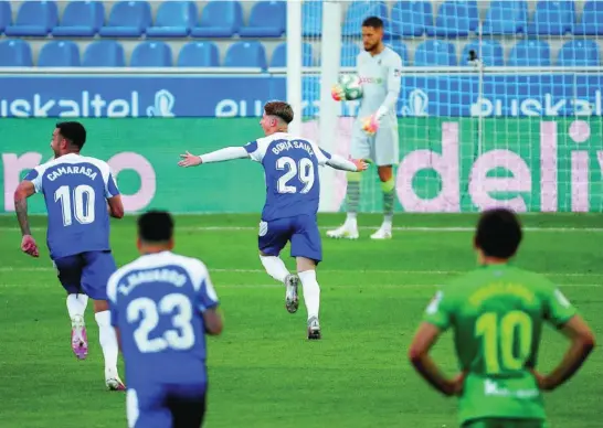  ?? EFE ?? Borja Sainz celebra el 1-0, que tardó dos minutos en validar el VAR