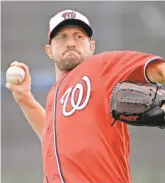  ?? RHONA WISE/USA TODAY SPORTS ?? The Nationals’ Max Scherzer was 11-7 with a 2.92 ERA for the World Series champs.