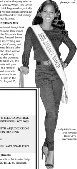  ?? CONTRIBUTE­D ?? Kadijah Robinson, Miss Jamaica World 2018.