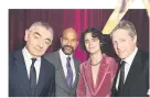  ?? ?? SHOW TIME. Timothée Chalamet is flanked by Rowan Atkinson, left, Keegan-Michael Key and Hugh Grant, right, at the ‘Wonka’ premiere in Tokyo, Japan.