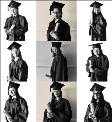  ?? Photograph­s by Emma Sweeney ?? The Muire Gan Smál 2020 Graduates . Top from left: Maria, Ema and Wiktoria. Middle from left: Basia, Siobhán and Saoirse. Bottom row from left: Louise, Oliwia and Gabriela.