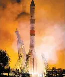  ??  ?? Despegue de cohete Soyuz.
