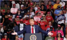  ??  ?? Donald Trump speaks at a campaign rally at the BOK Center, on 20 June in Tulsa, Oklahoma. Photograph: Win McNamee/Getty Images