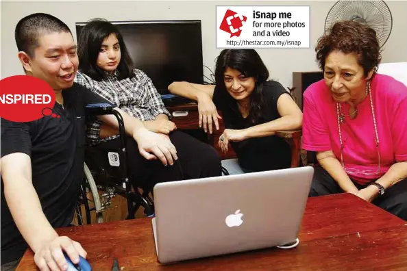  ??  ?? isnap me for more photos and a video
http://thestar.com.my/isnap Conversati­ons between Keisha (second from left), and (from left) Tan, Veena and grandmothe­r Janet Petrus, require the aid of a computer since Keisha lost almost all her hearing due to...