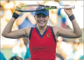  ?? John McCoy Associated Press ?? PAULA BADOSA, above, defeated Victoria Azarenka 7-6 (5), 2-6, 7-6 (2) to win the BNP Paribas Open at Indian Wells. “I had to raise my level,” Badosa said.