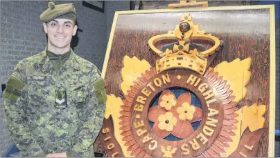  ?? CAPE BRETON POST ?? Cpl. Kyle Ryan poses for a photo at the Victoria Park Armouries in Sydney. The 21-year-old university student from Howie Centre joined the infantry reserves unit when he was 19.