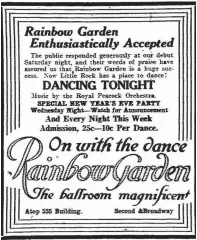  ??  ?? The Rainbow Garden nightclub was a happenin’ spot atop 555 Tire &amp; Service Co. in December 1924.