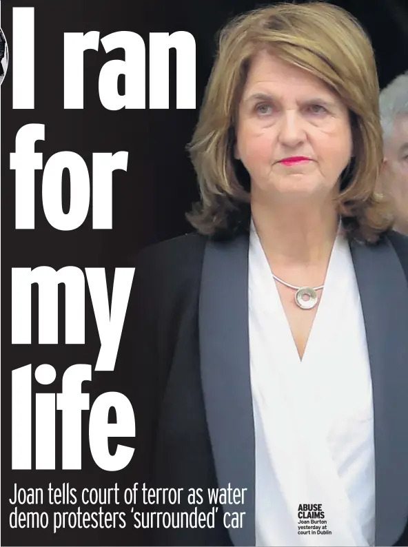  ??  ?? ABUSE CLAIMS Joan Burton yesterday at court in Dublin