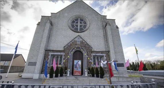  ??  ?? The Church in Moyvane is all locked up this week as the streets were deserted due to the Coronaviru­s . Photo By Domnick Walsh © Eye Focus