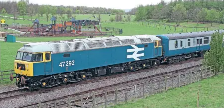  ?? Martyn Hilbert ?? RIGHT: The Nottingham Heritage Railway is home to 47292, which has been based at Ruddington since being purchased from Freightlin­er in 2007 but is currently out of service awaiting repairs. On April 28, 2012, 47292 departs from Ruddington with a service to the Great Central limit of the operating line.