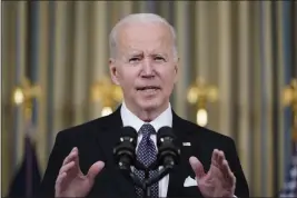  ?? PATRICK SEMANSKY — THE ASSOCIATED PRESS ?? President Joe Biden speaks about his proposed budget for fiscal year 2023 in the State Dining Room of the White House, Monday in Washington.