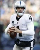  ?? STEPH CHAMBERS – GETTY IMAGES ?? Derek Carr is expected to be released by the Raiders, with whom he's spent his entire nine-year NFL career, passing for 35,222 yards and 217 touchdowns.