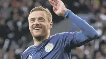  ??  ?? 0 Jamie Vardy celebrates opening the scoring for Leicester.