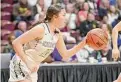  ?? David G Whitham/ For Hearst Connecticu­t Media ?? Thomaston high’s Nicole Decker during the CIAC Class S Girls final aganst Coventry high at Mohegan Sun Arena on March 19.